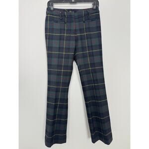 L.L.Bean Pants Womens 0P Petite Wool Plaid Tartan Dress Slacks Retro Vintage